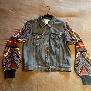 Flying Tomato Knitted Sleeve Jean Jacket